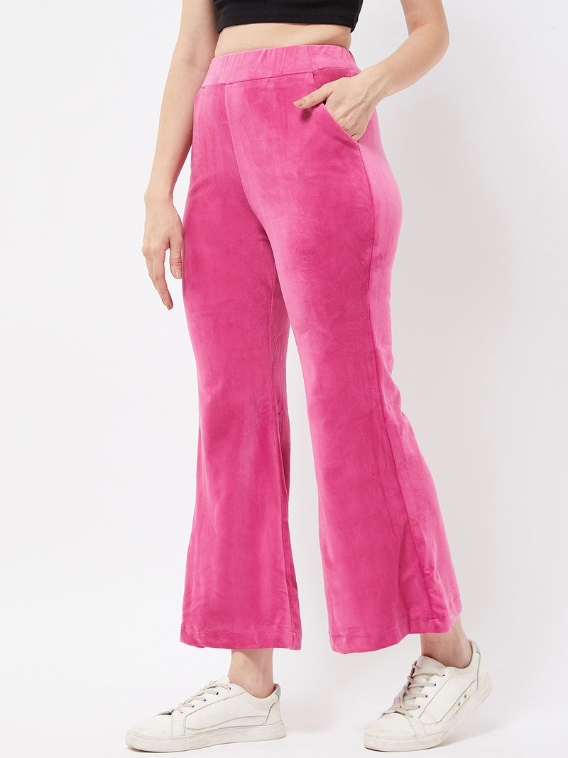 Fuschia Velvet Flare Lounge Pants