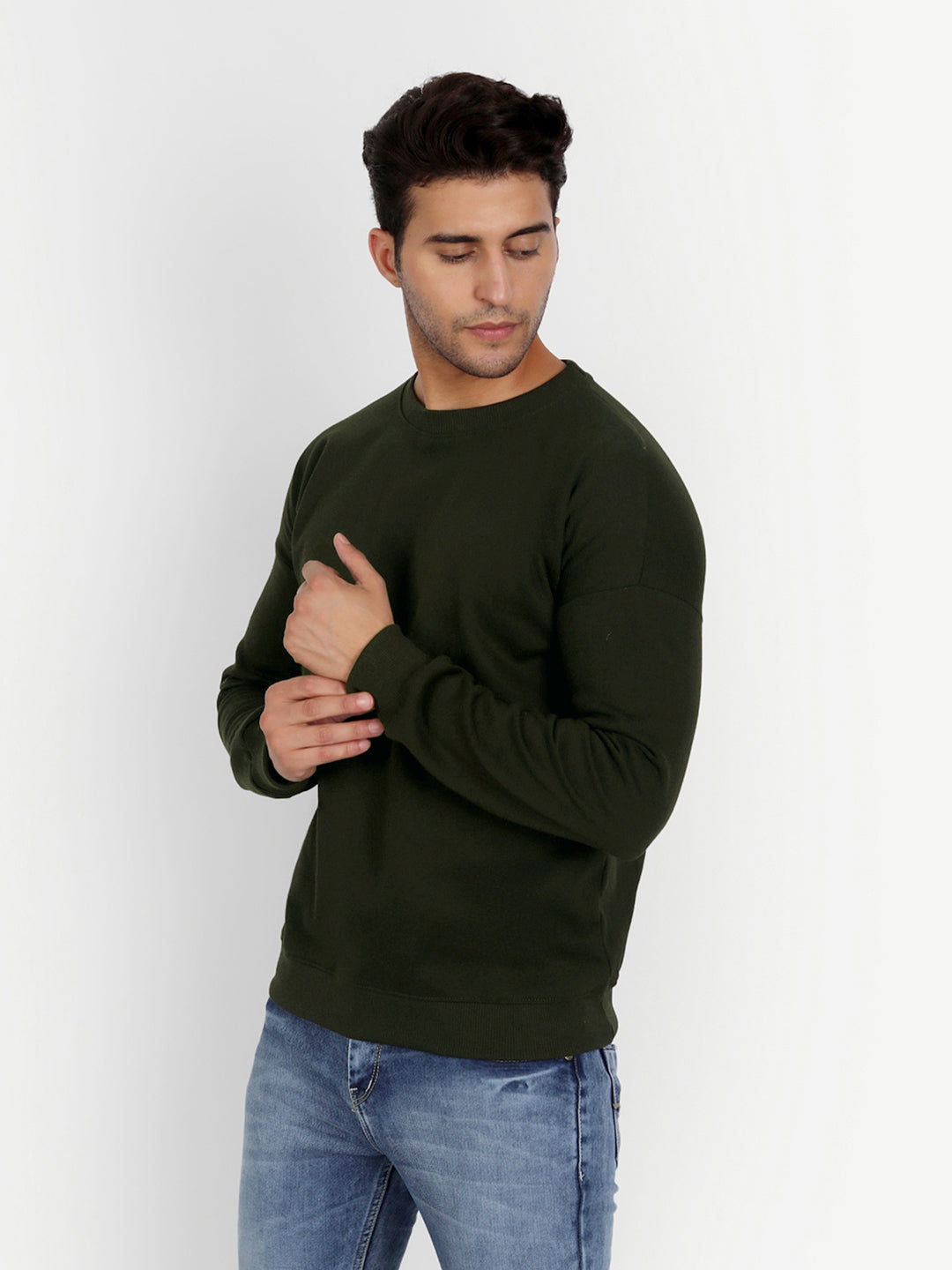 Olive Drop Shoulder Sweatshirt