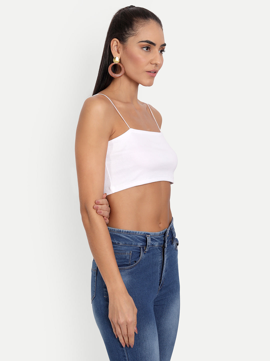 White Ribbed Cami Top