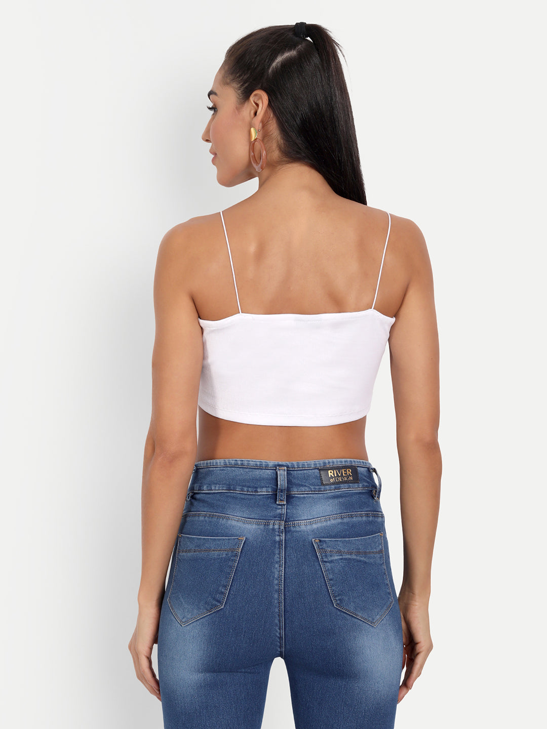 White Ribbed Cami Top