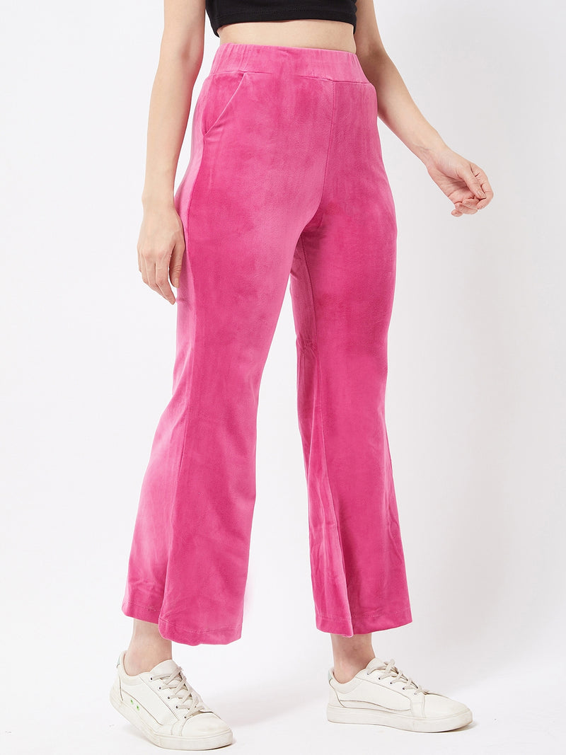 Fuschia Velvet Flare Lounge Pants