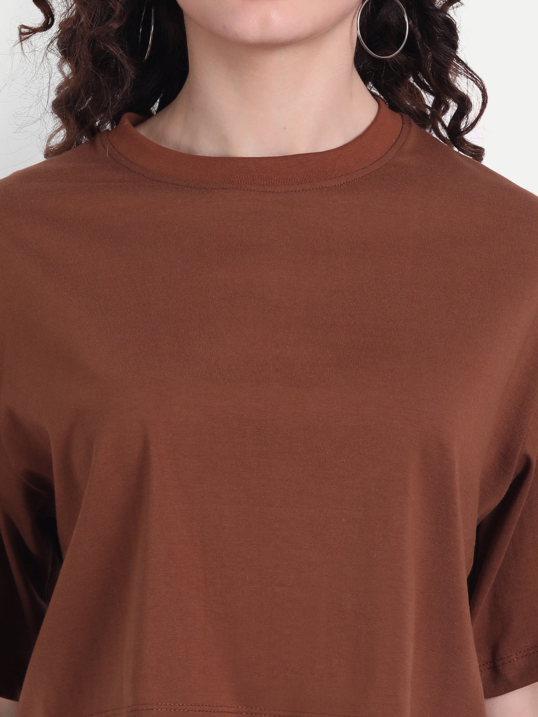 Brown Oversized Cropped T-shirt
