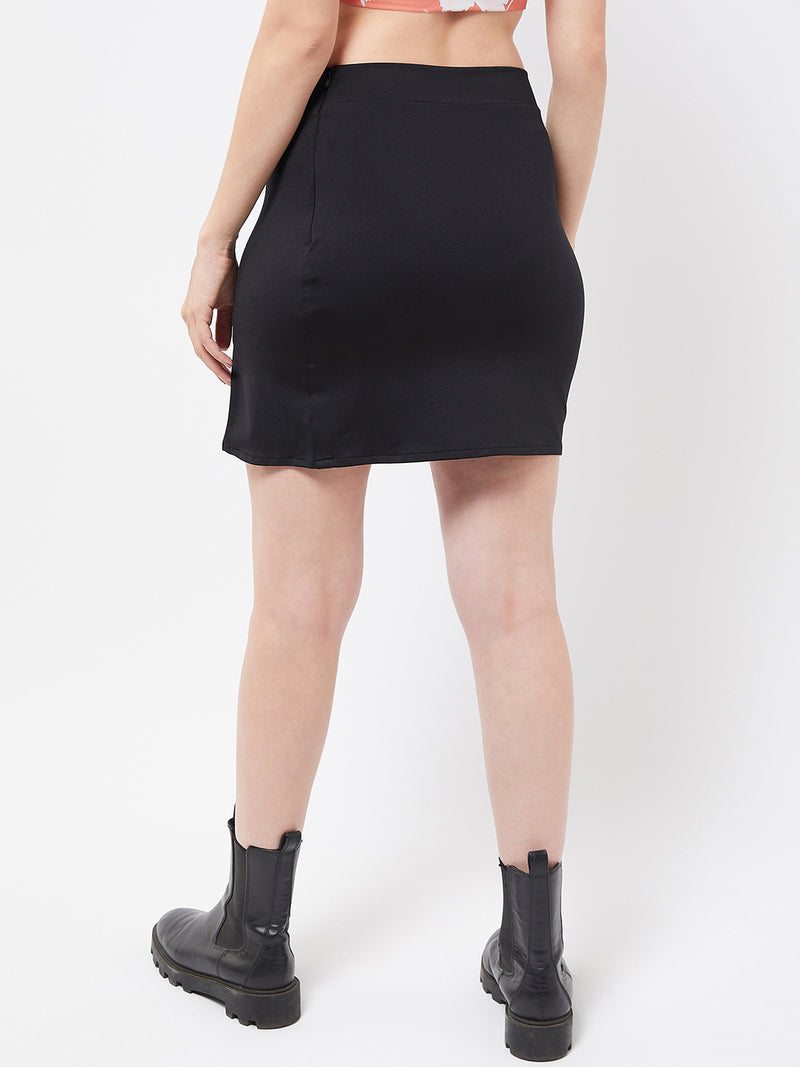 Black Side Cut Chic Skirt