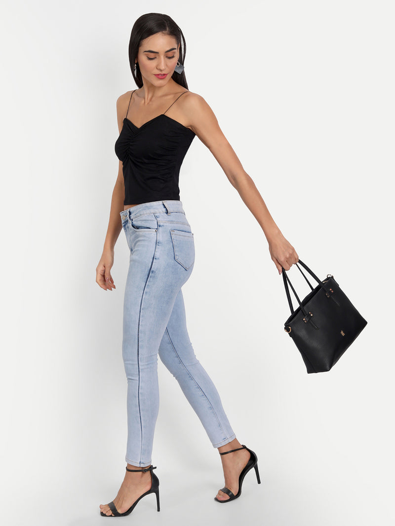 Black Ruched Vest Top