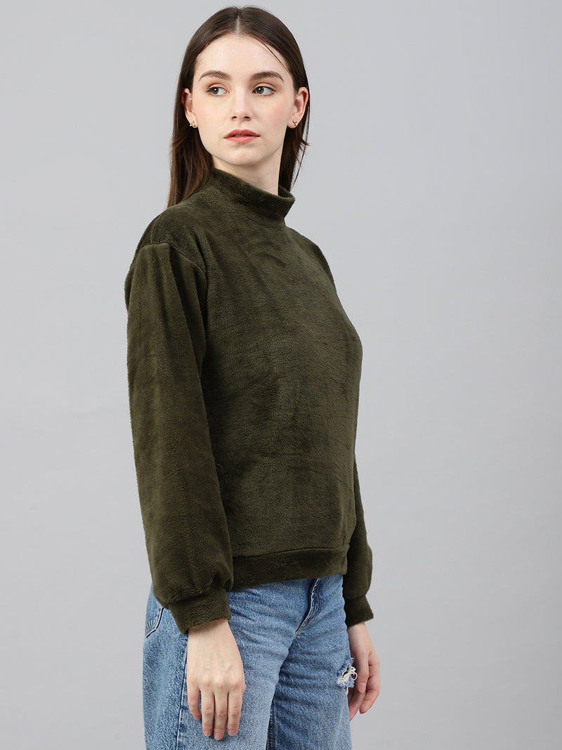 Olive Fur Top