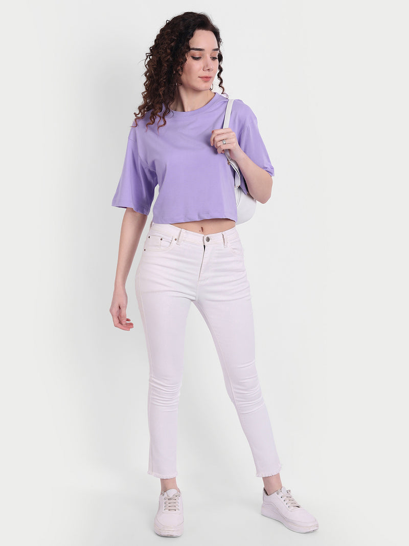 Lavender Oversized Cropped T-shirt
