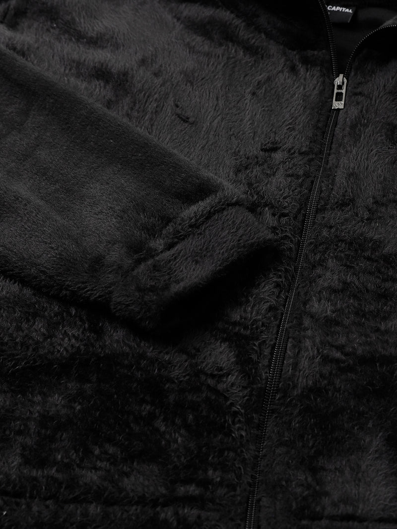Black Oversized Fur Zipper