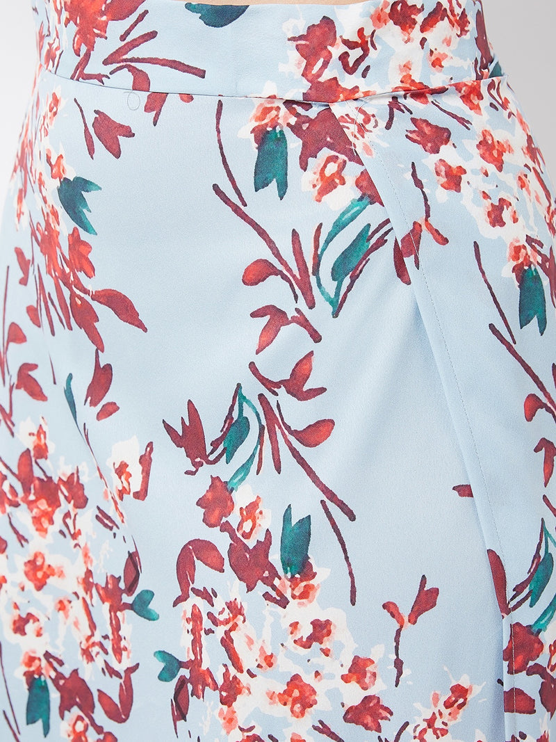 Blue Floral Print Maxi Set