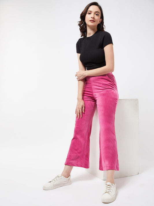 Fuschia Velvet Flare Lounge Pants