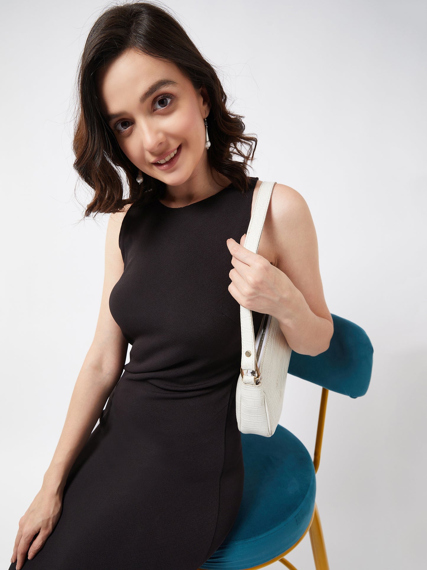 Black Side Slit Fitted Dress