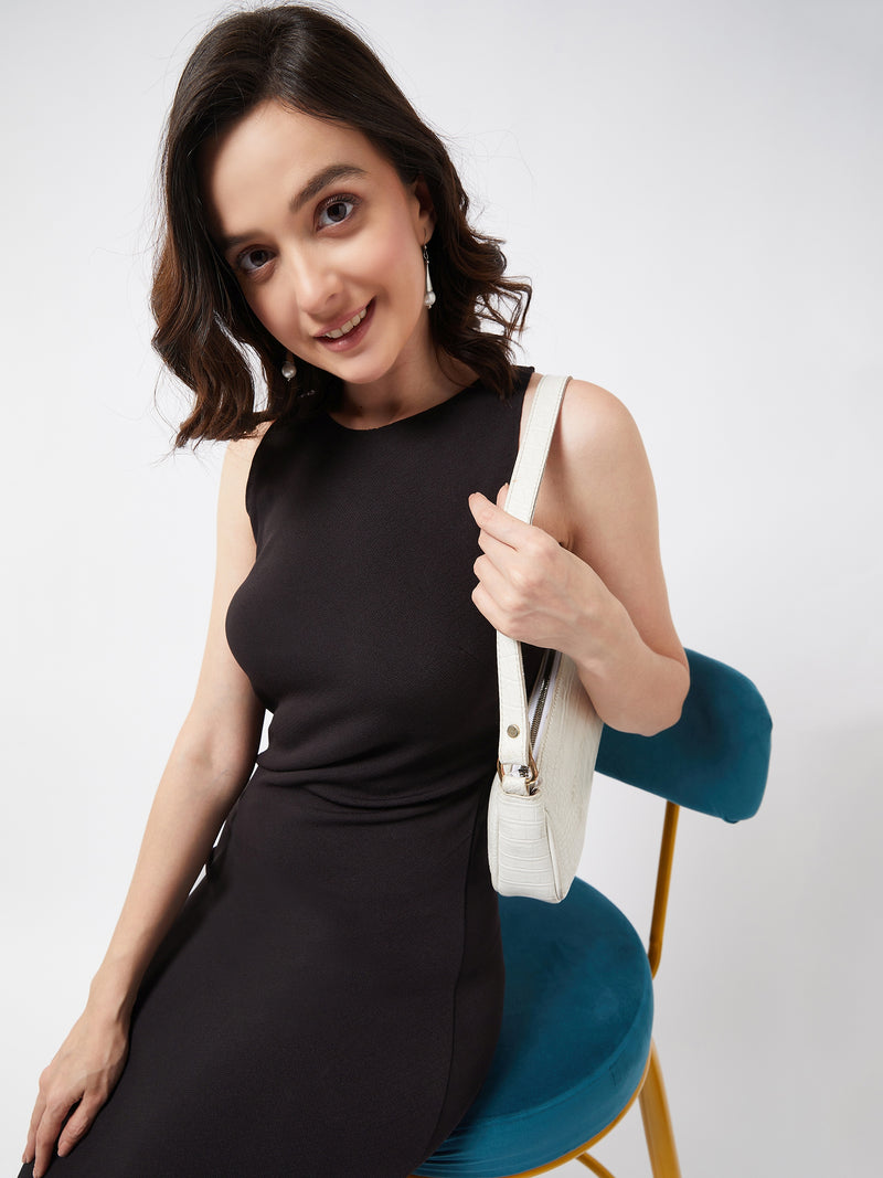 Black Side Slit Fitted Dress